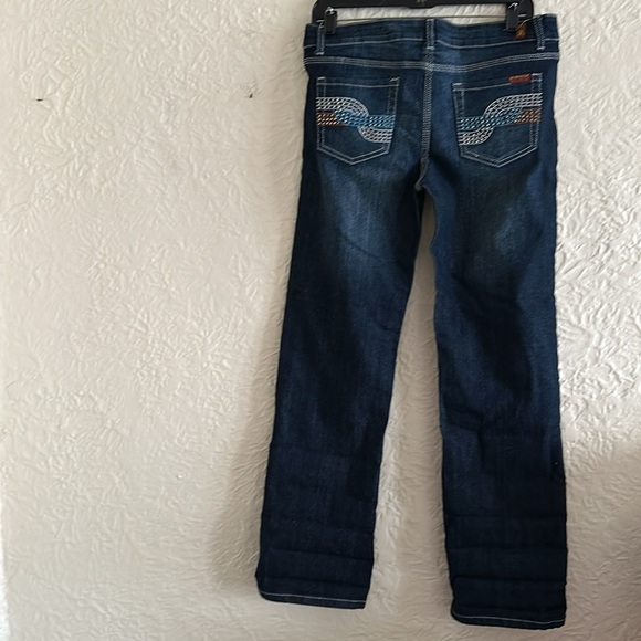 7 for all mankind Dark Wash A Pocket Cropped Jeans Embroidered Stud Pockets 29 - Picture 7 of 11